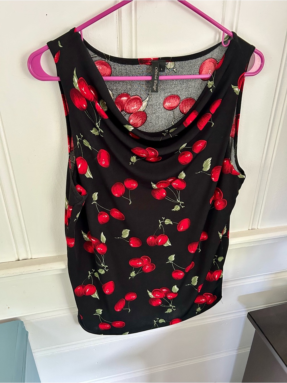 Vintage Y2K Cowl Neck Cherry Print Tank Top